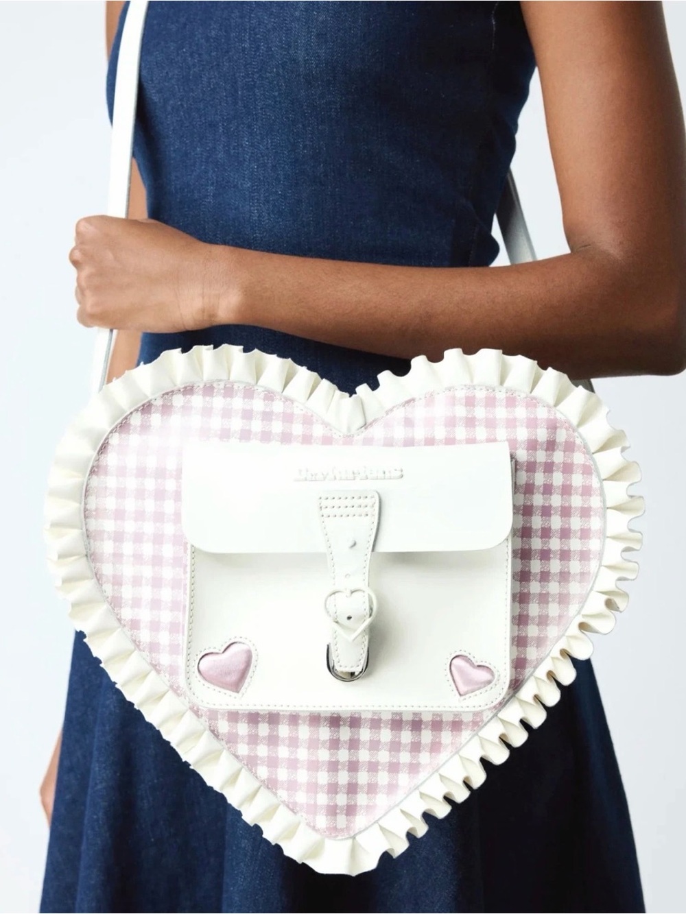 Dr. Martens **RARE** Frill heart backpack/crossbody with Dusty Pink Gingham - Picture 2 of 9